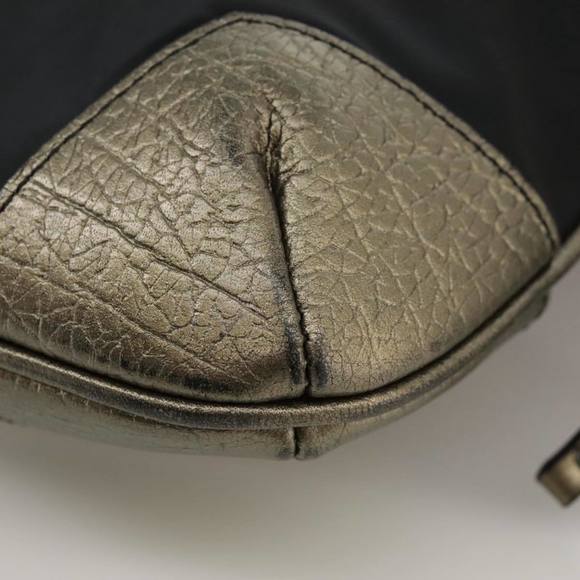 BURBERRY Shoulder Bag Nylon Leather Black Auth ti2478
